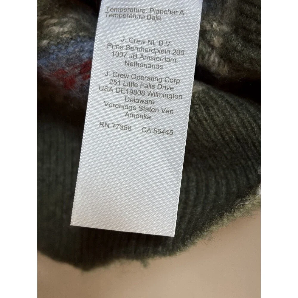 J. Crew Lambswool Blend Fair Isle Crewneck Sweater Mens Small Green Runs Small
